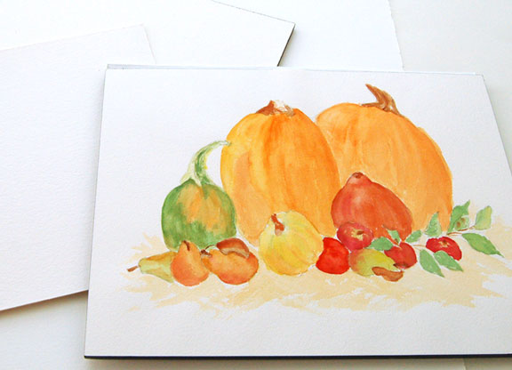 still-life watercolor painting on watercolor paper block